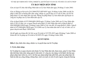 Quyết định 1687/QĐ-UBND năm 2009 chức năng nhiệm vụ quyền hạn Sở Tư pháp Huế