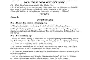 Thông tư 09/2009/TT-BTNMT xây dựng quản lý chỉ thị môi trường quốc gia