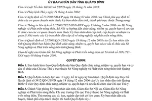 Quyết định 15/2009/QĐ-UBND chức năng nhiệm vụ quyền hạn Chi cục Thú y Quảng Bình