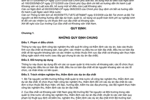 Thông tư 11/2009/TT-BTNMT công tác nghiệm thu kết quả thi công thẩm định dự án, báo cáo lĩnh vực địa chất khoáng sản