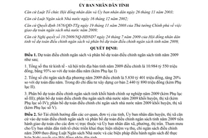 Quyết định 56/2009/QĐ-UBND dự toán điều chỉnh ngân sách Bình Dương