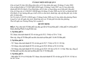 Quyết định 23/2009/QĐ-UBND chia tách Tổ Dân phố Khu phố 1, Khu phố 4 Khu phố 5 thuộc phường Phước Long B quận 9