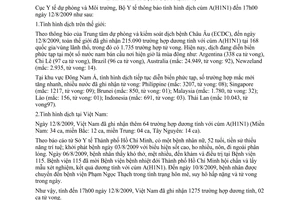 Thông báo 1493/TB-DPMT tình hình dịch cúm A H1N1