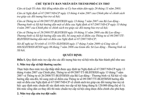 Quyết định 2443/QĐ-UBND 2009 định mức trợ cấp đối tượng bảo trợ xã hội Cần Thơ