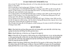 Quyết định 56/2009/QĐ-UBND  đơn giá hoạt động quan trắc môi trường đất, nước dưới đất khí thải công nghiệp