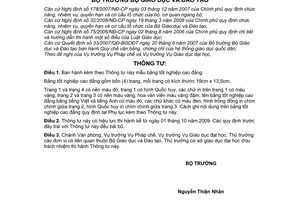 Thông tư 21/2009/TT-BGDĐT mẫu bằng tốt nghiệp cao đẳng
