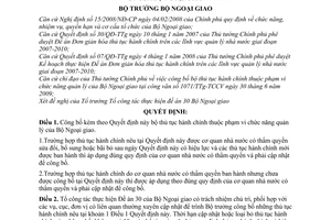 Quyết định 2728/QĐ-BNG công bố bộ thủ tục hành chính thuộc quản lý Bộ Ngoại giao