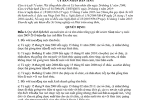 Quyết định 14/2009/QĐ-UBND quy định lịch thời vụ nuôi tôm biển trên địa bàn tỉnh Bến Tre