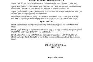 Quyết định 52/2009/QĐ-UBND Quy định tổ chức họp báo của UBND Bình Thuận