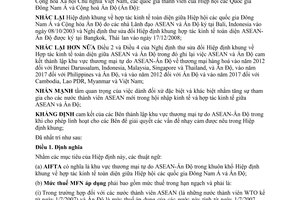 Hiệp định thương mại hàng hoá trong khuôn khổ Hiệp định khung hợp tác kinh tế