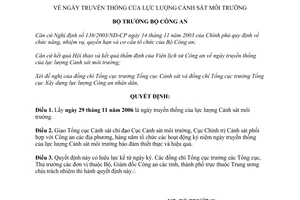 Quyết định 2377/QĐ-BCA(C11) 2009 ngày truyền thống của lực lượng Cảnh sát môi trường