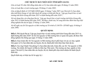 Quyết định 1935/QĐ-UBND năm 2009 quy hoạch bảo vệ môi trường Kiên Giang