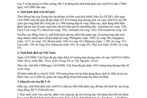 Thông báo 1514/TB-DPMT tình hình dịch cúm A H1N1