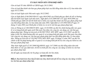 Quyết định 12/2009/QĐ- UBND kinh phí hỗ trợ xây dựng kiểm tra văn bản Điện Biên