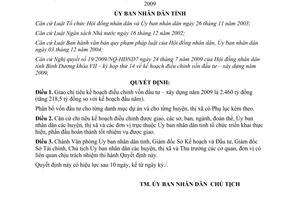 Quyết định 57/2009/QĐ-UBND giao chỉ tiêu kế hoạch điều chỉnh vốn đầu tư xây dựng 2009 Bình Dương