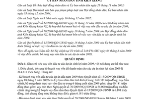 Quyết định 22/2009/QĐ-UBND điều chỉnh vay vốn đầu tư dự án sinh lợi 2009 Kiên Giang