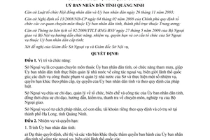 Quyết định 2458/QĐ-UBND năm 2009 chức năng nhiệm vụ Sở Ngoại vụ Quảng Ninh