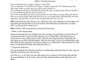 Thông tư 11/2009/TT-BYT danh mục dịch vụ kỹ thuật phục hồi chức năng số ngày bình quân đợt điều trị quỹ bảo hiểm y tế thanh toán
