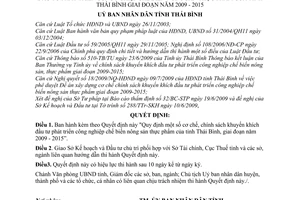 Quyết định 11/2009/QĐ-UBND chính sách khuyến khích đầu tư phát triển công nghiệp chế biến nông sản thực phẩm tỉnh Thái Bình giai đoạn 2009 - 2015