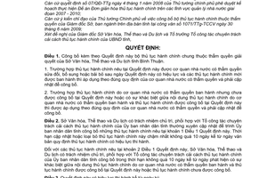 Quyết định 2273/QĐ-UBND  công bố bộ thủ tục hành chính chung