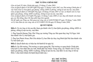 Quyết định 1279/QĐ-TTg cử thành viên Ủy ban Quốc gia phòng chống AIDS tệ nạn ma túy, mại dâm