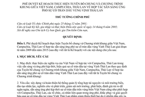 Quyết định 1278/QĐ-TTg phê duyệt kế hoạch tuyên bố chung Chương trình khung Việt Nam Campuchia Thái Lan hợp tác ứng phó tràn dầu Vịnh Thái Lan