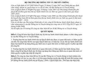 Quyết định 1135/QĐ-BTTTT công bố bộ thủ tục hành chính thuộc quản lý Bộ Thông tin Truyền thông