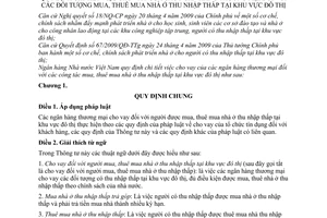 Thông tư 18/2009/TT-NHNN cho vay Ngân hàng thương mại đối tượng mua, thuê mua nhà ở thu nhập thấp đô thị