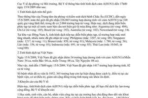 Thông báo 1507/TB-DPMT tình hình dịch cúm A H1N1
