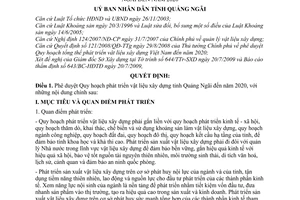 Quyết định 349/QĐ-UBND phê duyệt Quy hoạch phát triển vật liệu xây dựng tỉnh Quảng Ngãi đến năm 2020