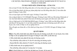 Quyết định 61/2009/QĐ-UBND định mức phân bổ dự toán chi thường xuyên Bà Rịa