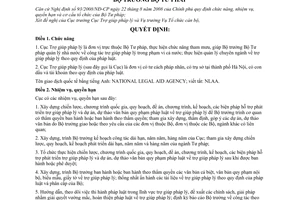 Quyết định 1989/QĐ-BTP chức năng, nhiệm vụ, quyền hạn cơ cấu tổ chức Cục Trợ giúp pháp lý