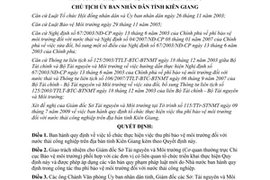 Quyết định 1947/QĐ-UBND 2009 phí bảo vệ môi trường đối với nước thải Kiên Giang