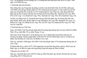 Thông báo 1537/TB-DPMT tình hình dịch cúm A H1N1