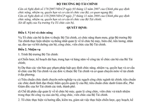 Quyết định 1988/QĐ-BTC chức năng, nhiệm vụ, quyền hạn cơ cấu tổ chức Vụ Tổ chức cán bộ