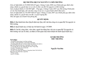 Quyết định 1607/QĐ-BTNMT Quy chế văn hóa công sở cơ quan Bộ Tài nguyên Môi trường