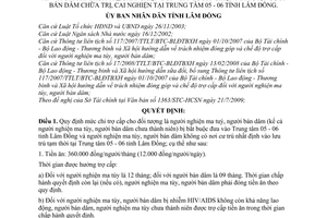 Quyết định 70/2009/QĐ-UBND mức chi trợ cấp chế độ miễn, giảm đóng góp tiền ăn chi phí chữa trị, cai nghiện người nghiện ma túy,bán dâm
