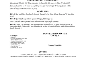 Quyết định 16/2009/QĐ-UBND Quy chế tổ chức hoạt động Tổ hòa giải cơ sở Đồng Tháp
