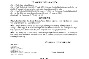 Quyết định 1017/QĐ-KTNN quy chế thực hiện cưới thăm hỏi ốm đau tang tổ chức ngày lễ kỷ niệm