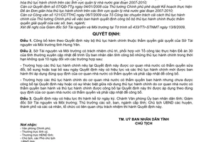 Quyết định 1563/QĐ-UBND công bố bộ thủ tục hành chính Sở Tài nguyên Môi trường