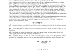 Quyết định 06/2009/QĐ-UBND Quy chế tổ chức hoạt động Phòng Văn hóa Thông tin quận 8