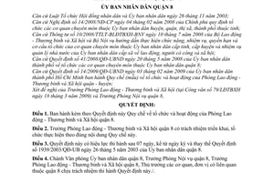 Quyết định 01/2009/QĐ-UBND quy chế tổ chức hoạt động Phòng Lao động-Thương binh Xã hội quận 8