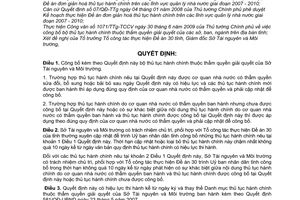 Quyết định 1004/QĐ-UBND công bố bộ thủ tục hành chính