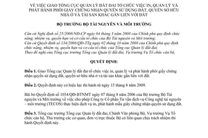 Quyết định 1611/QĐ-BTNMT giao Tổng cục Quản lý đất đai tổ chức việc in,