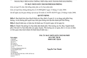 Quyết định 1611/2009/QĐ-UBND quản lý sử dụng một phần lòng đường vỉa hè ngoài giao thông Hải Phòng