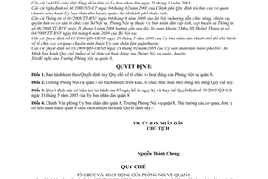 Quyết định 05/2009/QĐ-UBND Quy chế tổ chức hoạt động Phòng Nội vụ quận 8