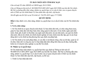 Quyết định 2570/QĐ-UBND 2009 chức năng nhiệm vụ quyền hạn cơ cấu tổ chức Sở Tài chính Bắc Kạn