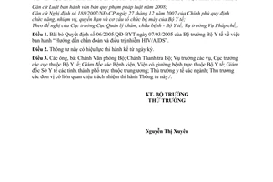 Thông tư 12/2009/TT-BYT bãi bỏ Quyết định 06/2005/QĐ-BYT Hướng dẫn chẩn đoán điều trị nhiễm HIV/AIDS