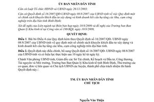 Quyết định 34/2009/QĐ-UBND sửa đổi chính sách khuyến khích đầu tư xây dựng Bình Định