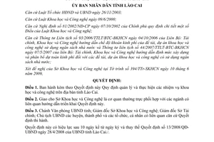 Quyết định 22/2009/QĐ-UBND  quản lý và thực hiện nhiệm vụ khoa học và công nghệ